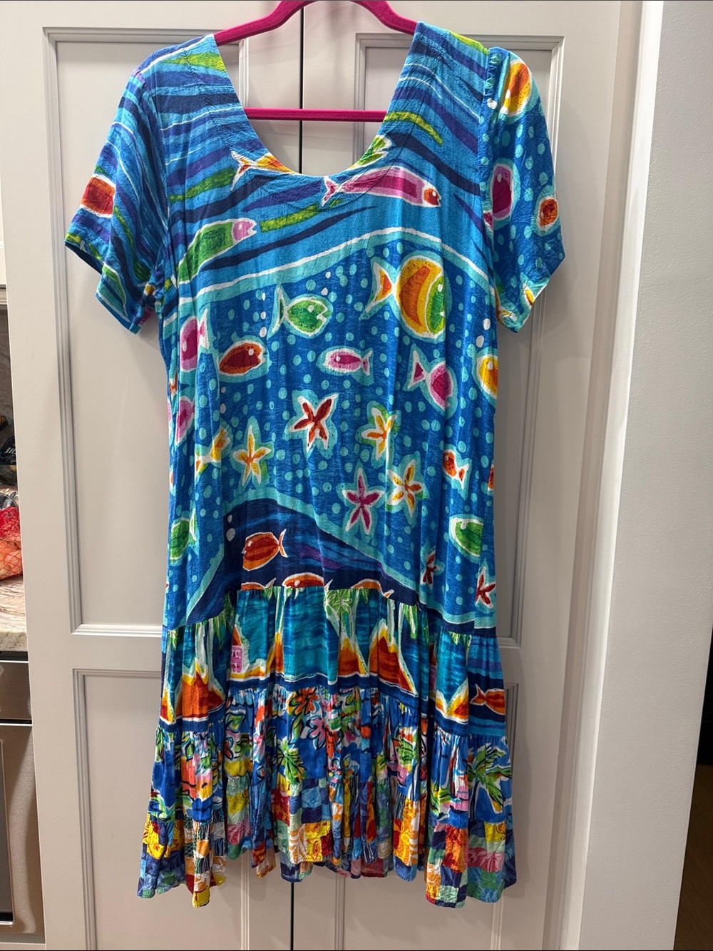 Jams World Blue Tropical Fish Print Casual Dress